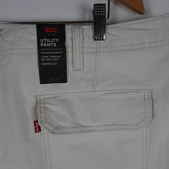 Levi's Utility Pants Jeans Men's 42x32 Off White Ivory Denim Tapered Pockets - Picture 7 of 12